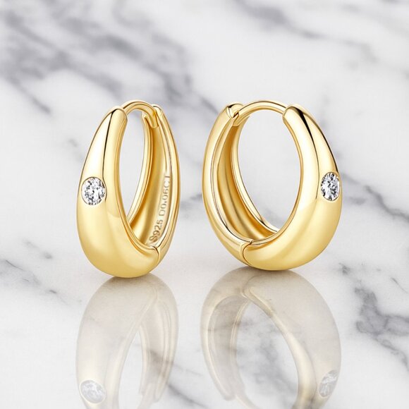 "Georgia" Lab Diamond Hoop Earrings 0.06 ct - Picture 1 of 2